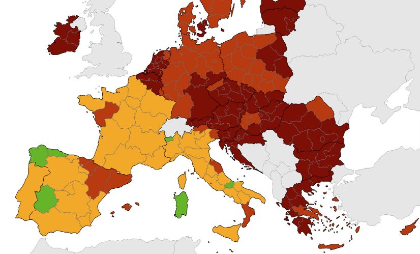 ECDC - Στο «κόκκινο» σχεδόν ολόκληρη η Ελλάδα