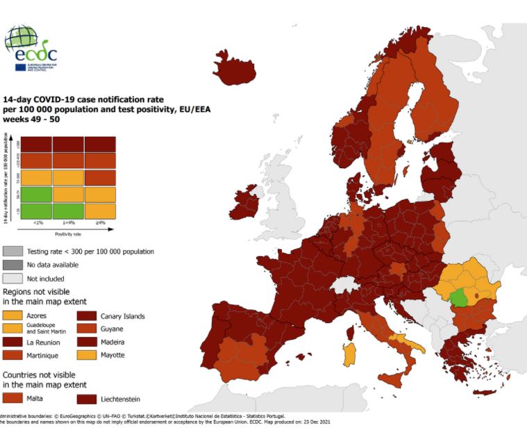 Χάρτης ECDC – Σε «βαθύ κόκκινο» ολόκληρη η Ελλάδα | vita.gr