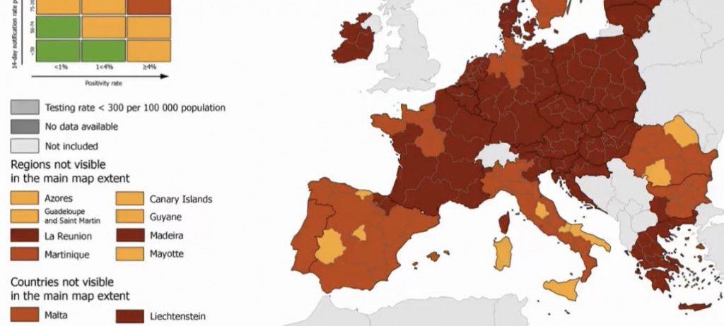 Επιδημιολογικός χάρτης ECDC - «Κόκκινη» η Ευρώπη μέσα σε τρεις μήνες