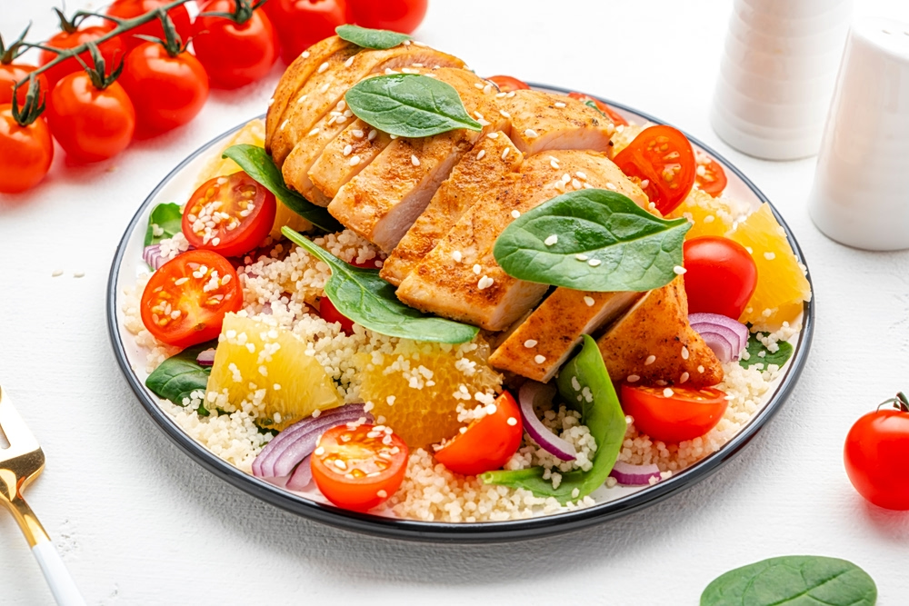 Kοτόπουλο με κουσκούς και πορτοκάλι